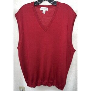 Pronto Uomo Vest Sweater 100% Merino Wool Big And Tall Men Sz 2XLT Maroon Red